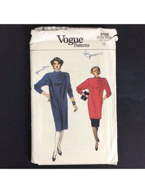 Vintage Vogue Loose Fitting Vintage Dress Pattern Size 16 Factory Folded Uncut